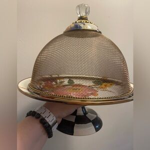 Cookie/ cake platter with top cover. MacKenzie  Childs. Hand painted. Brand new.